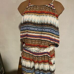 Colorful Striped Halter Romper